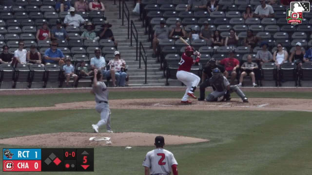 Cam Collier doubles (15) on a line drive to right fielder Tucker Flint. Ryan McCrystal scores.