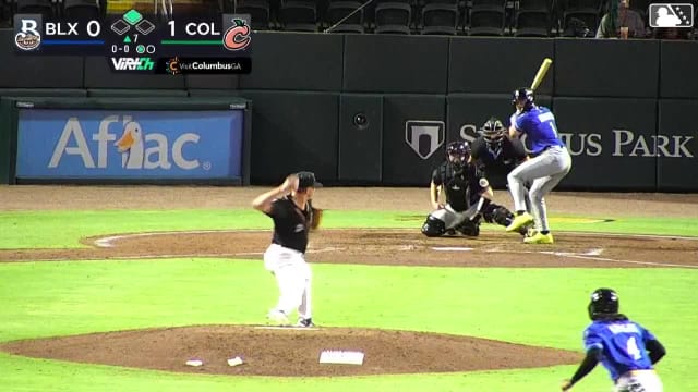 Marco Dinges doubles (2) on a line drive to left fielder Eric Hartman. Jheremy Vargas scores.