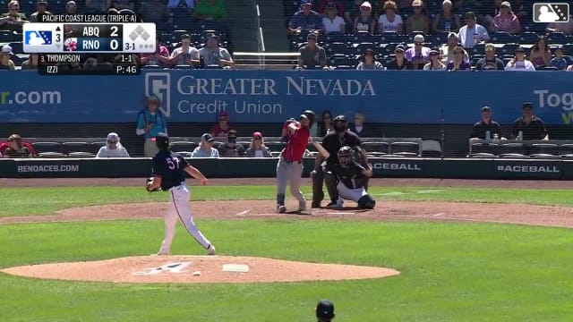 Sterlin Thompson homers (13) on a fly ball to right center field.