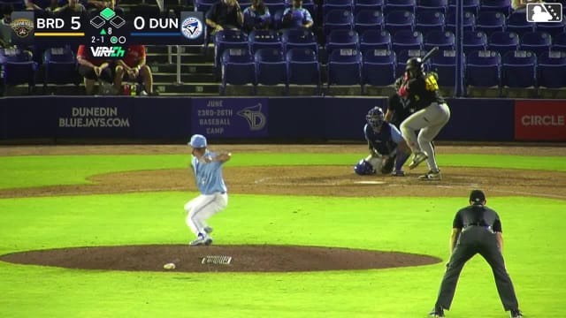 Murf Gray singles on a ground ball to center fielder Blaine Bullard. Dylan Palmer scores.