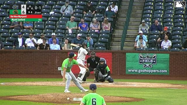 Wyatt Sanford homers (7) on a fly ball to center field.