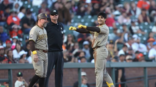 Ethan Salas triples for first MLB hit