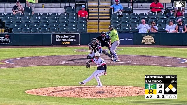 Arnaldo Lantigua singles on a sharp line drive to center fielder Canon Reeder. Jalen Hairston scores. Arnaldo Lantigua to 2nd. Fielding error by center fielder Canon Reeder.