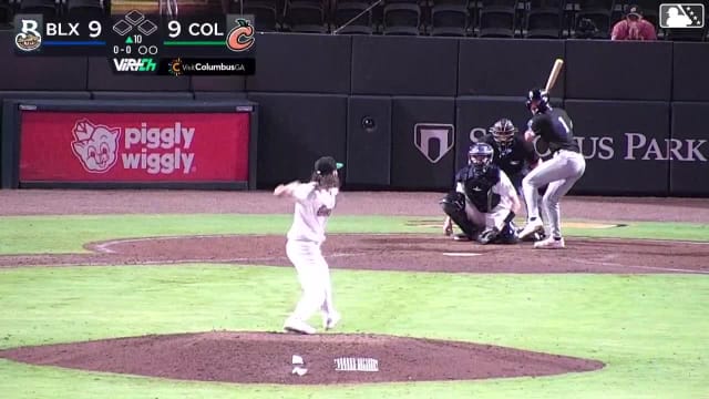 Marco Dinges homers (1) on a line drive to right center field. Daniel Guilarte scores.