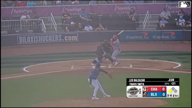 Leo Balcazar singles on a ground ball to center fielder Josiah Ragsdale. Jay Allen II scores.