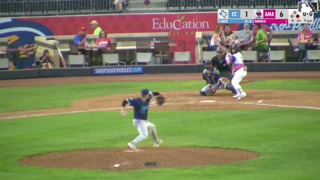 Alberto Barriga doubles (9) on a line drive to left fielder Chase Call. Jansel Luis scores.