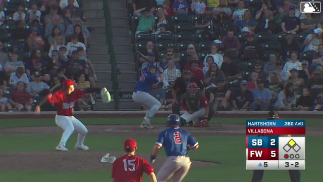 Josiah Hartshorn doubles (5) on a fly ball to left fielder Alex McCoy. Kane Kepley scores.