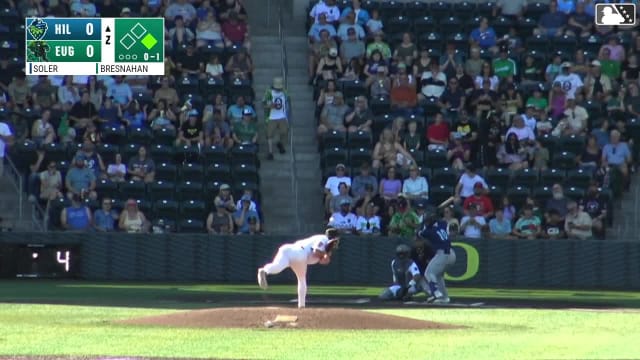 Yassel Soler doubles (13) on a sharp fly ball to center fielder Lisbel Diaz. José Mejía scores.