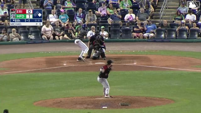 Andy Perez triples (2) on a line drive to right fielder Patrick Lee. Dyan Jorge scores.