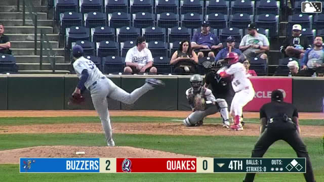 Marlon Quintero doubles (15) on a sharp line drive to left fielder Ching-Hsien Ko. Jeffery Heard scores.