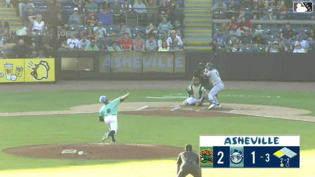 Easton Carmichael singles on a ground ball to shortstop Zach Daudet. Wyatt Sanford scores.