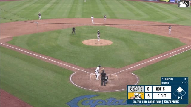 Luke Hill doubles (5) on a sharp line drive to left fielder Myles Naylor. Nolan Schubart scores.