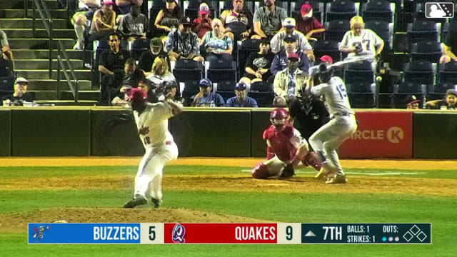 Kellon Lindsey hits an inside-the-park home run (6) on a fly ball to left-center field.