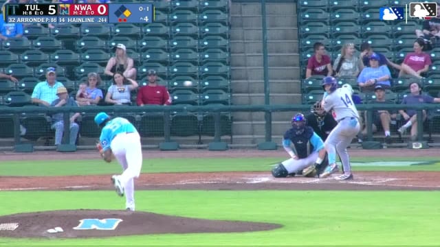 Elijah Hainline homers (13) on a fly ball to left field. Mike Sirota scores.