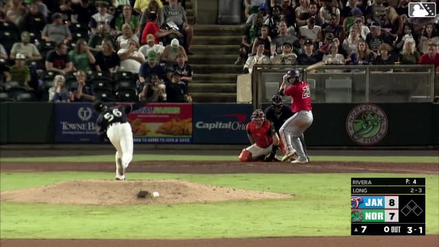 Jonathon Long homers (14) on a fly ball to left center field.