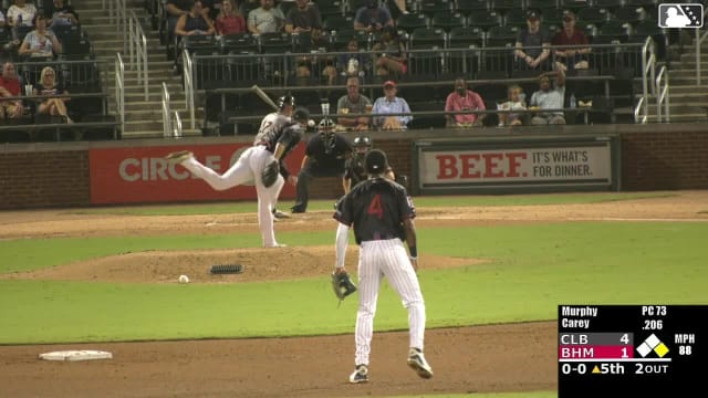 Owen Carey triples (1) on a sharp line drive to right fielder Dylan Campbell. Jordan Groshans scores.