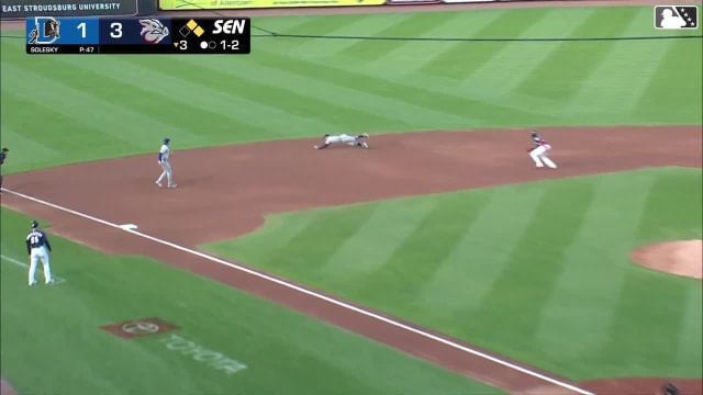 Raynel Delgado makes a diving grab