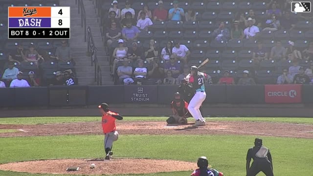 Caleb Bonemer singles on a soft ground ball to second baseman Maikol Hernández. Jacob Burke scores. Ely Brown to 3rd. Kyle Lodise to 2nd.