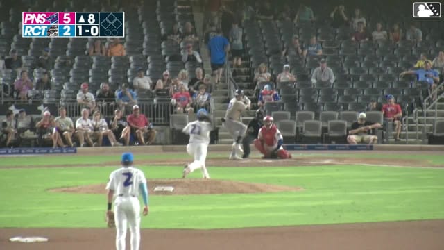 Brandon Compton homers (1) on a fly ball to right field.