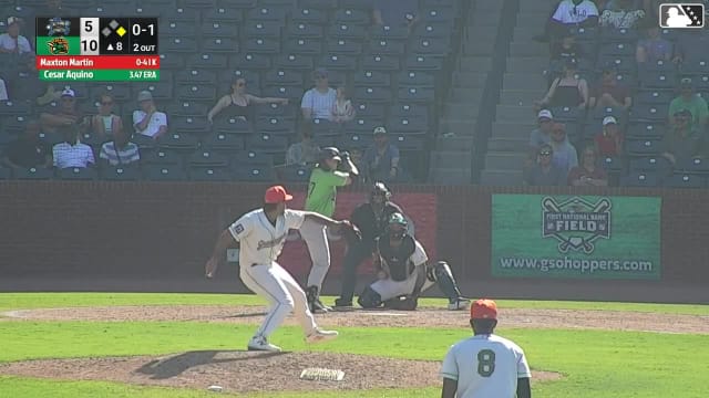 Maxton Martin homers (21) on a fly ball to right center field. Casey Cook scores.