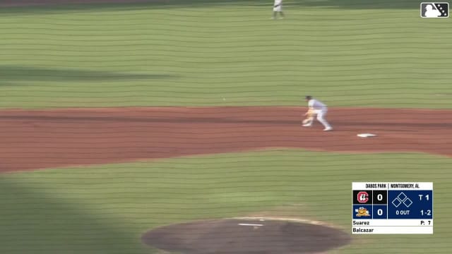 Leo Balcazar singles on a line drive to left fielder Jhon Diaz. Carlos Jorge scores.