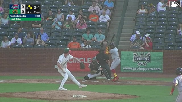 Yoeilin Cespedes homers (15) on a fly ball to left field. Ronny Hernandez scores. Justin Gonzales scores.