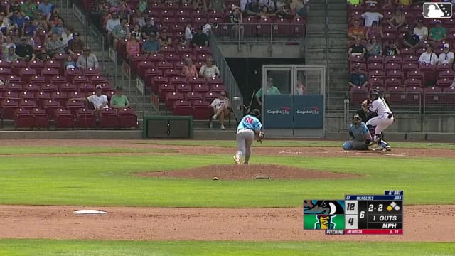 Yasser Mercedes doubles (11) on a line drive to left fielder Jacob Jenkins-Cowart. Miguel Briceno scores. Andy Lugo to 3rd.