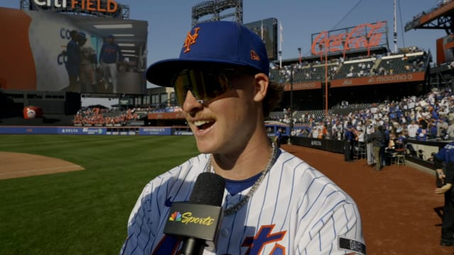 Carson Benge reacts to homering in first MLB game