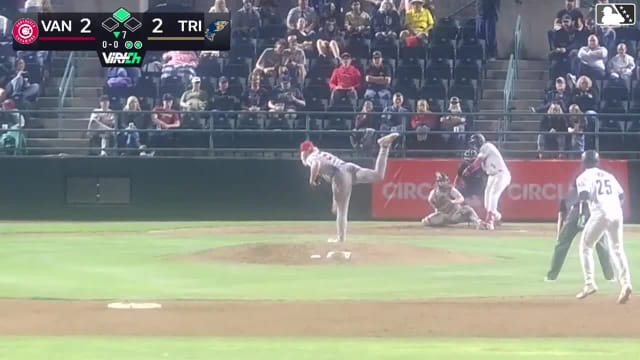 Hayden Alvarez singles on a sharp line drive to left fielder Bryce Chance. Alberto Rios scores. Hayden Alvarez out at 2nd on the throw, left fielder Bryce Chance to second baseman Dameury Pena to first baseman Maddox Latta to shortstop Gable Mitchell.