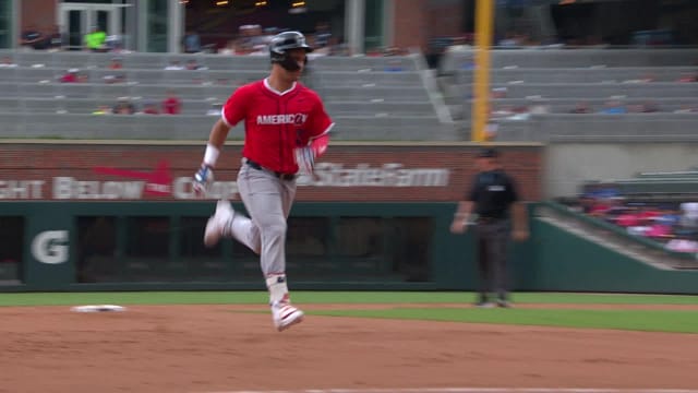 Josue Briceño triples to right
