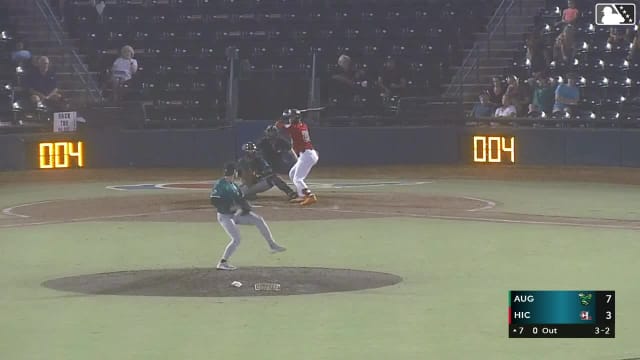 Paulino Santana homers (13) on a fly ball to left field.