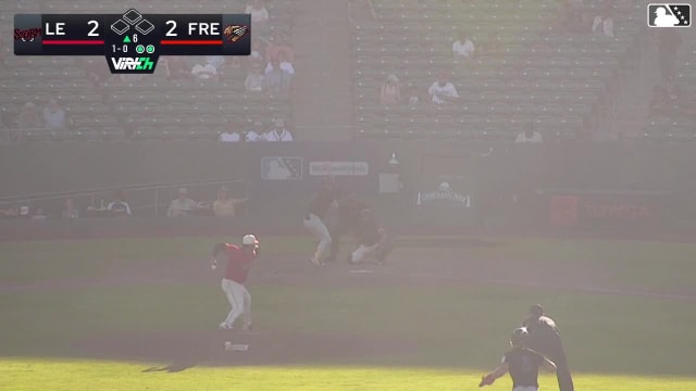 Jorge Quintana singles on a fly ball to left fielder Yeiker Reyes. Bradley Frye scores.