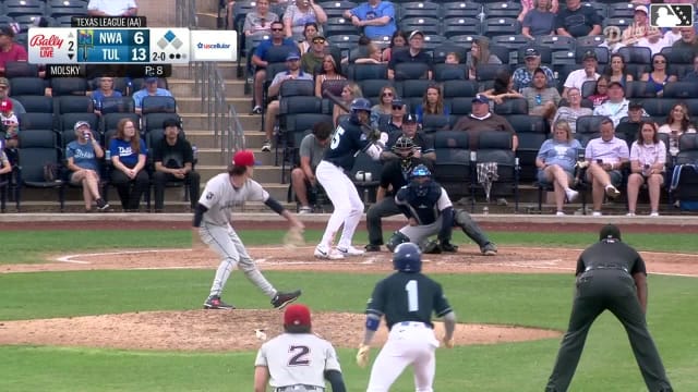 Josue De Paula singles on a line drive to right fielder Connor Scott. Kendall George scores.