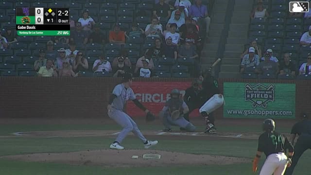 Yordany De Los Santos doubles (2) on a line drive to right fielder George Wolkow. Wyatt Sanford scores.