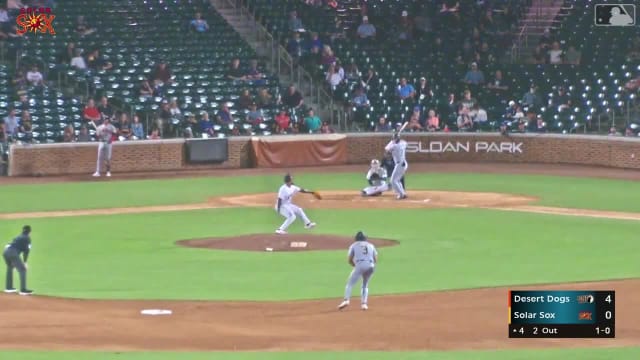 Caleb Bonemer triples (2) on a sharp line drive to center fielder Jake Cook. Wyatt Sanford scores.