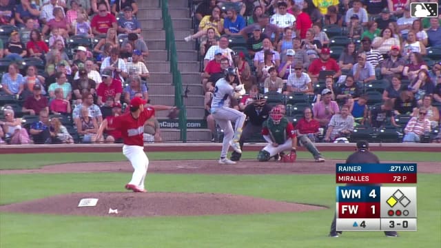 Bryce Rainer singles on a ground ball to right fielder Conner Westenburg. Juan Hernandez scores.