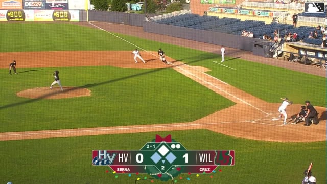 Ronny Cruz doubles (12) on a line drive to left fielder Robbie Burnett. Nate Rombach scores. Miguel Villarroel scores.