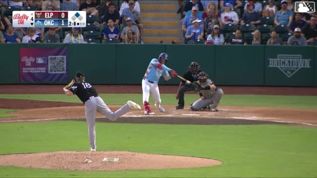 Ryan Ward triples (2) on a sharp line drive to right fielder Carlos Rodríguez. James Tibbs III scores.