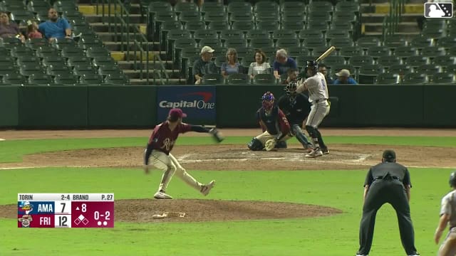 Cristofer Torin doubles (23) on a line drive to left fielder Marcus Lee Sang. Trent Youngblood scores.