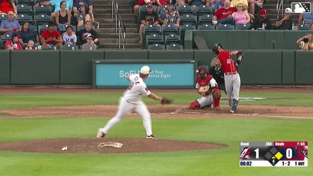 Ryan Campos gets a ball stuck in his catcher's mask