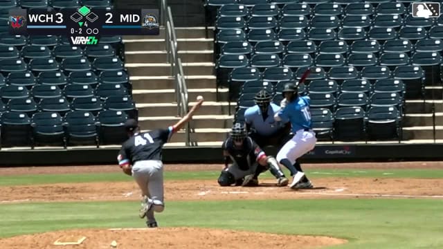 Davis Diaz singles on a sharp line drive to left fielder Jay Thomason. Bobby Boser scores.
