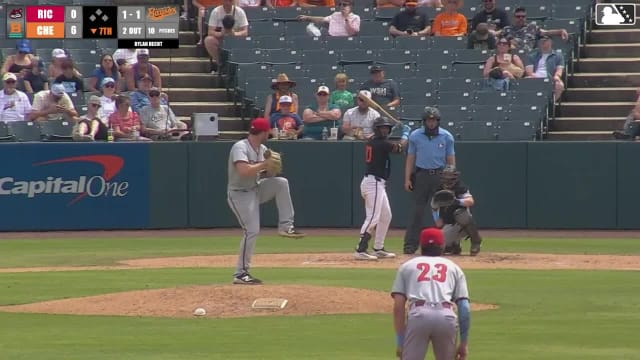 Aron Estrada homers (11) on a fly ball to right field.
