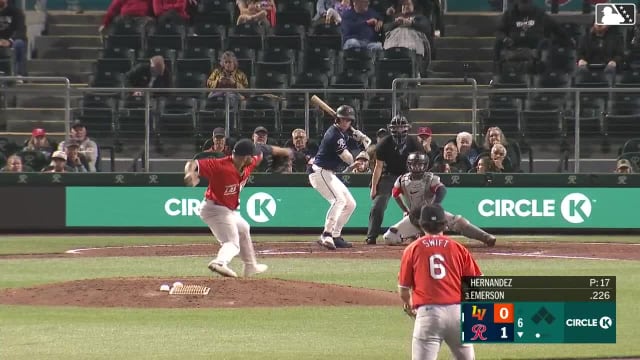 Colt Emerson homers (4) on a fly ball to right field.