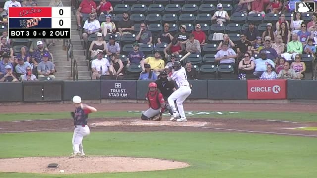 Ryan Burrowes triples (2) on a line drive to right fielder Justin Gonzales. Bryce Eblin scores.
