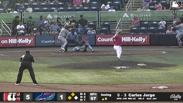 Carlos Jorge singles on a soft ground ball to pitcher Livan Reinoso. Julio Carreras scores. Pablo Aliendo to 3rd.