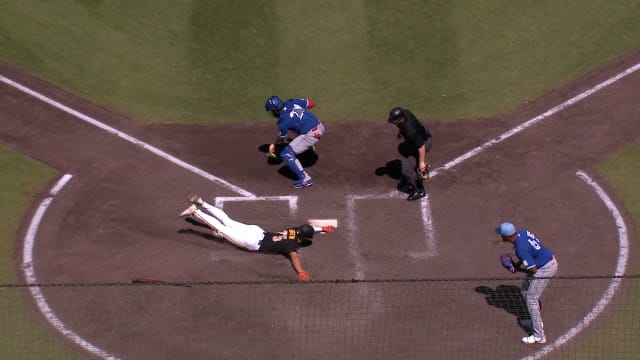 Konnor Griffin steals second, scores on infield hit