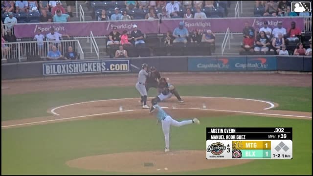 Austin Overn homers (13) on a fly ball to left center field.