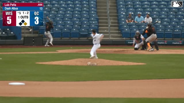 Luis Peña doubles (1) on a sharp line drive to left fielder Luke Pelzer. Juan Baez scores.