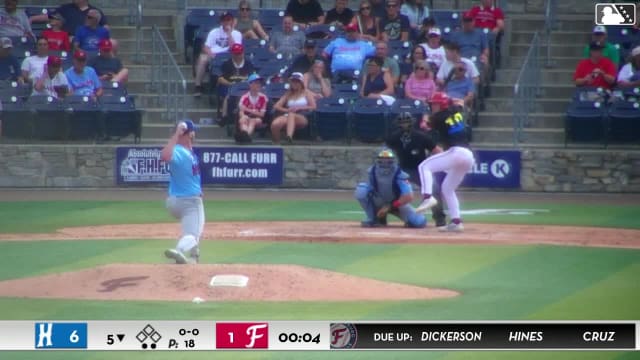 Luke Dickerson homers (11) on a fly ball to center field.