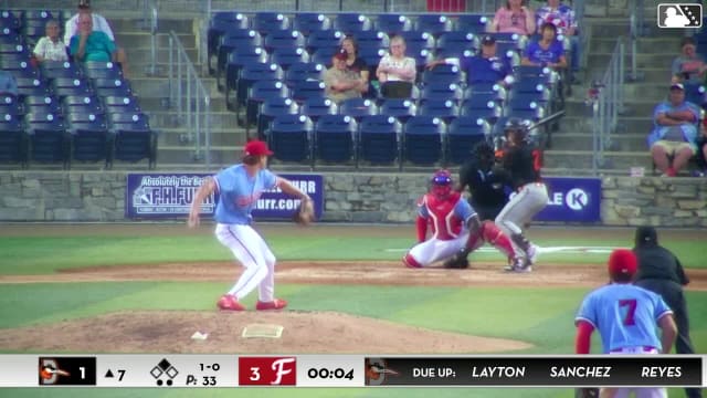Jaiden Lo Re doubles (11) on a ground ball to center fielder Gavin Fien. Jemone Nuel scores.